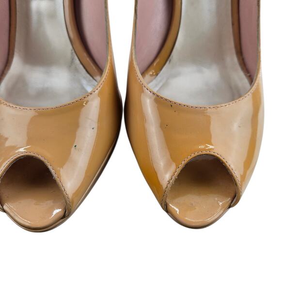 Christian Dior Pumps Women 8 38 Miss Dior Peep-Toe Platform Beige Patent Leather - Picture 7 of 14